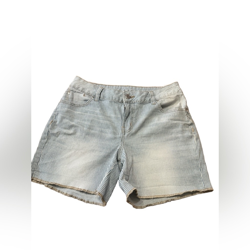 Maurices Striped Navy/White Denim Jean Shorts Size 10